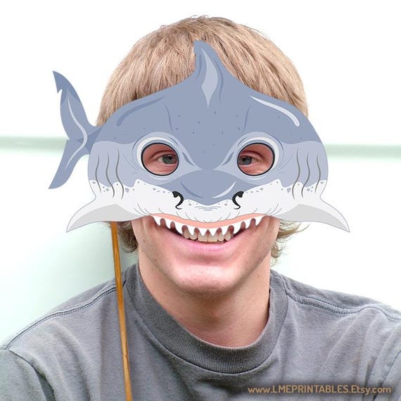 サメのプリントマスク ハロウィンコスチューム 子供 大人 魚 プール