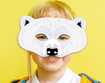 Masque Demi-Visage Ours Polaire Réaliste – Cosplay Halloween, Carnaval, Mascarade – Accessoire Animal Arctique Effrayant