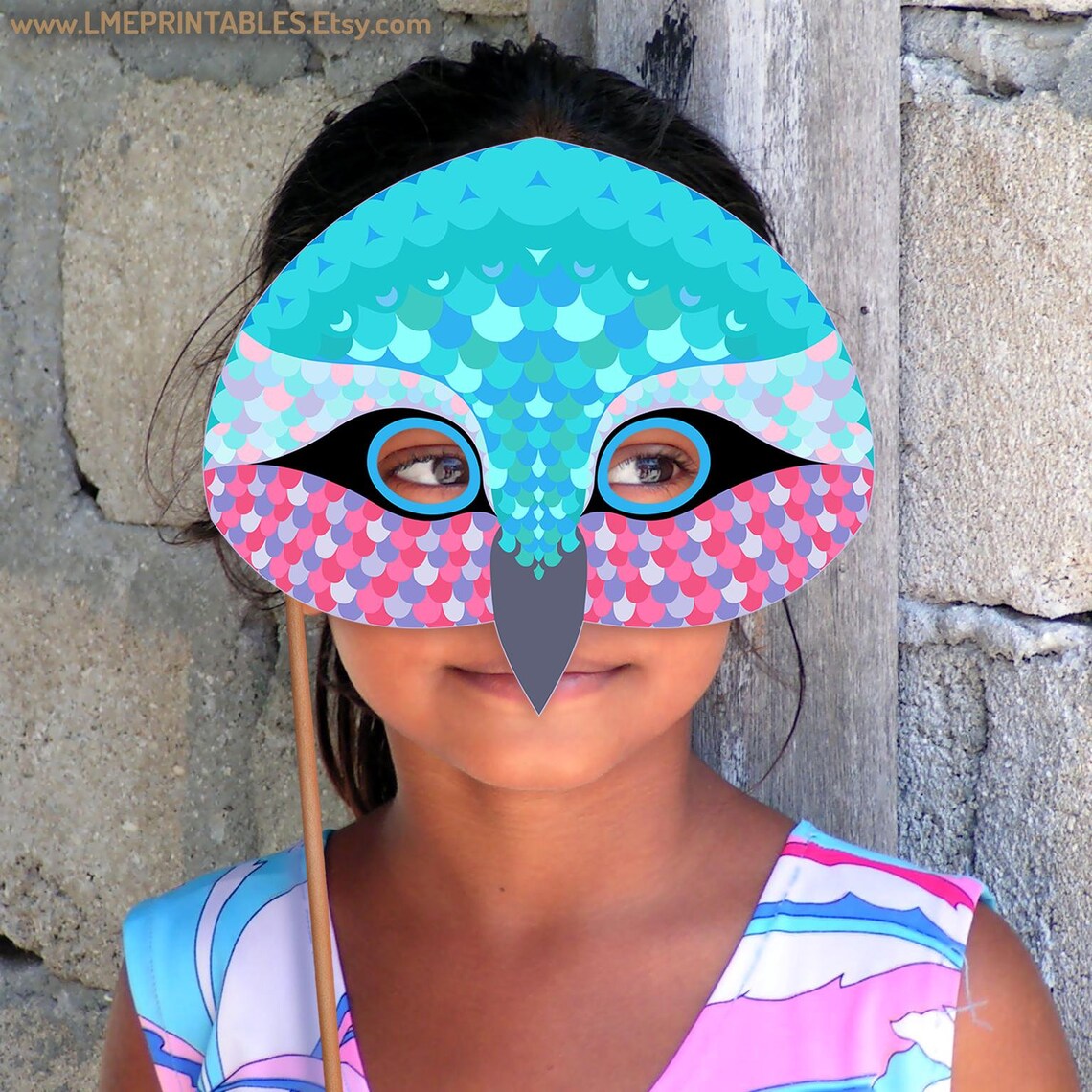Hummingbird Mask Printable Bird Costume Animal Halloween Multicolor ...