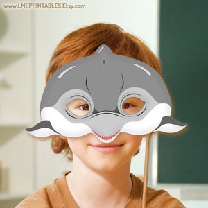 Dolphin Printable Mask Halloween Costume Pool Party Beach Sea Ocean Animals Acuatic Whale DIY Animal Masks Photo Booth Children Adult Kids image 5