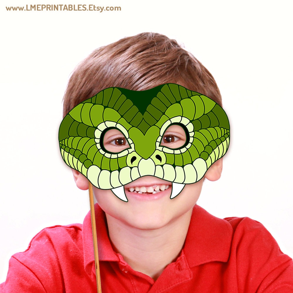 Green Snake Printable Mask Halloween DIY Costume Reptile Lizard Animal