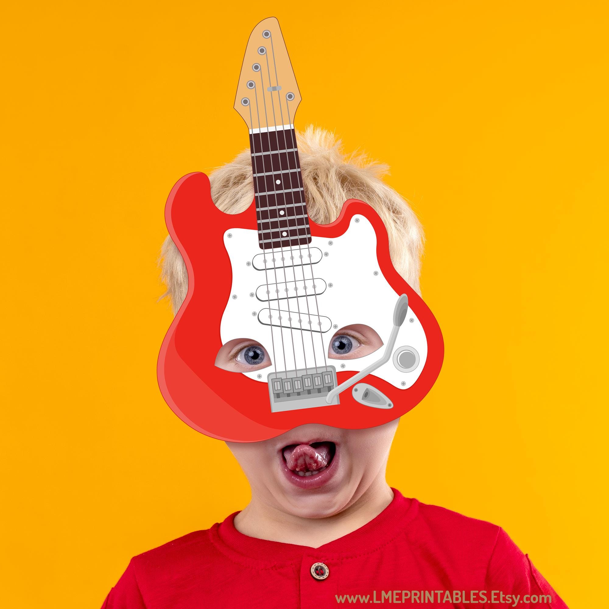 Electric Guitar Mask Printable Rock Instrument Costume Kid Adult Music ...
