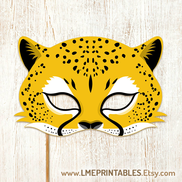 Cheetah Mask Printable Halloween Costume Jaguar Leopard Animal Masks Childrens Adults Party PDF