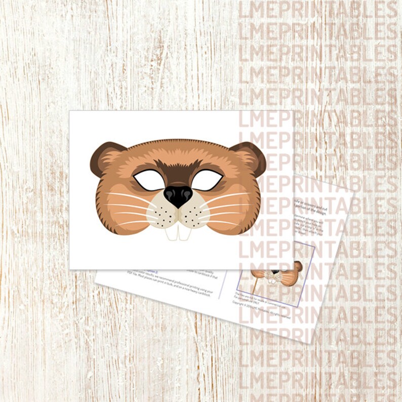 Beaver Printable Mask Castor Rodent DIY Animal Masks Booth Etsy