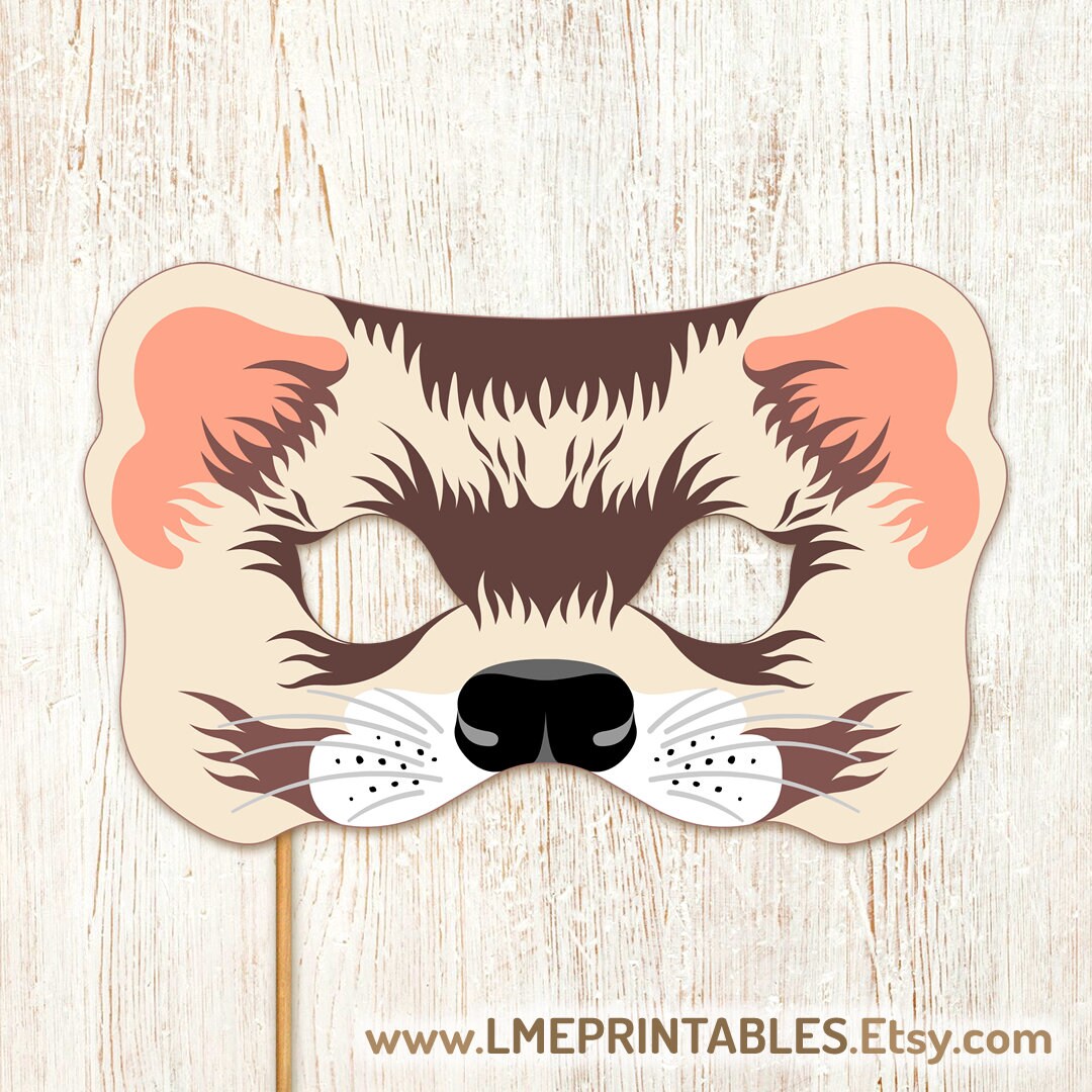 Ferret Mask Printable Weasel Rodent Halloween Costume Castor Woodland Animal Masks Groundhog ...