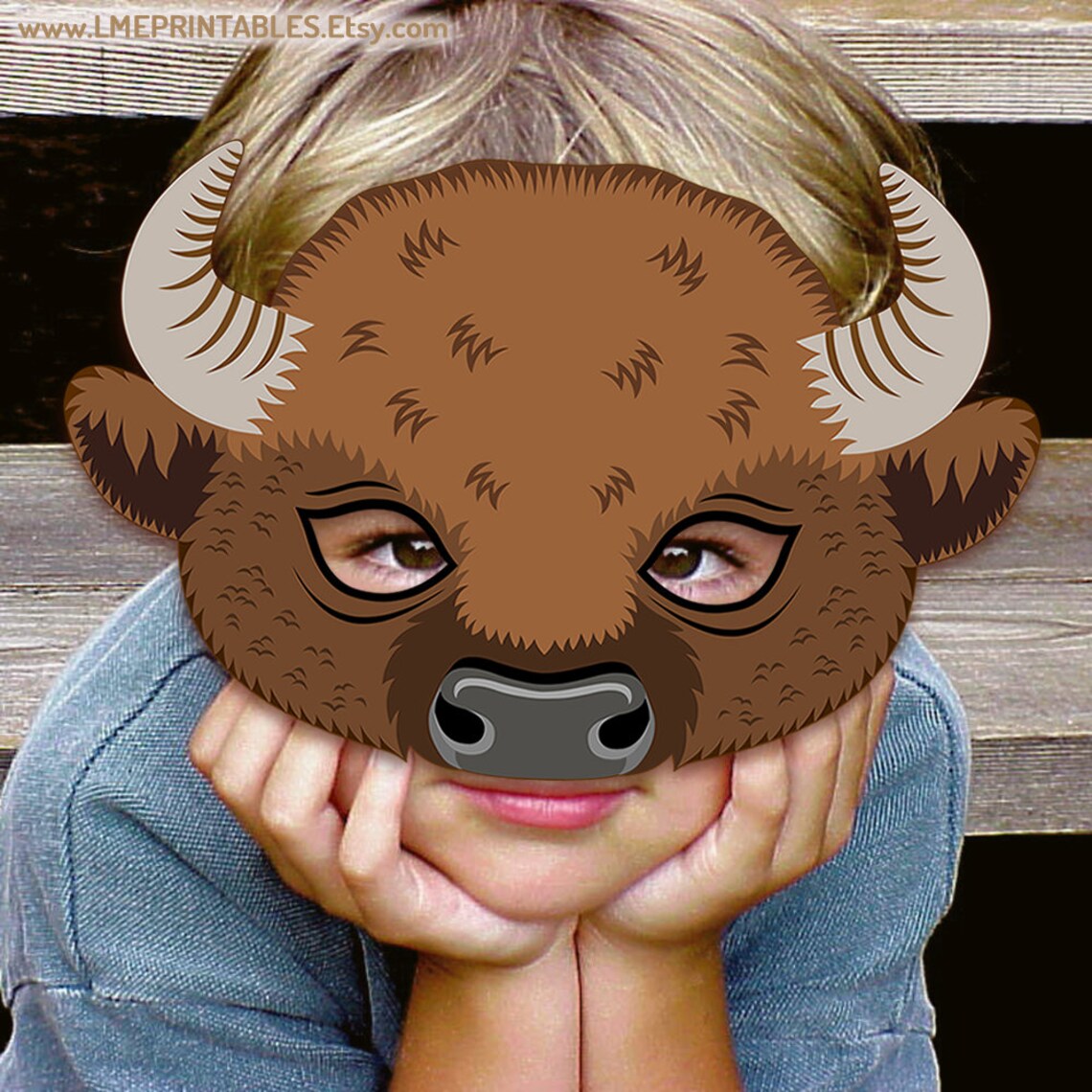 Bison Mask Printable PDF Buffalo Halloween Costume Animal Etsy