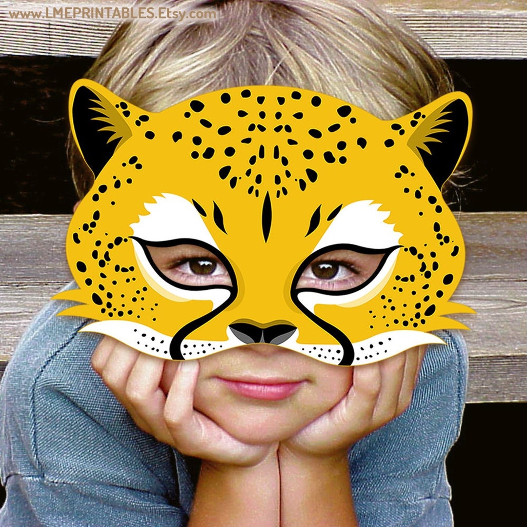 Cheetah Mask Printable Halloween Costume Jaguar Leopard Animal Masks Childrens Adults Party PDF