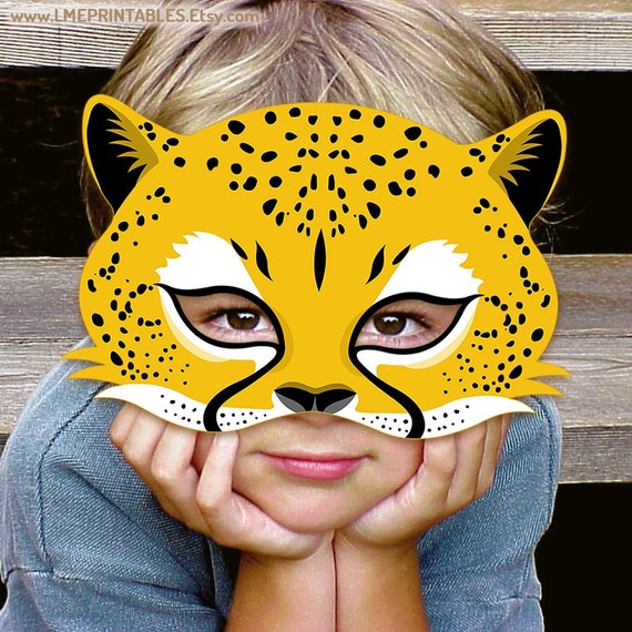 Cheetah Mask Printable Halloween Costume Jaguar Leopard Animal Masks  Childrens Adults Party PDF Masquerade Birthday Decoration Carnival Cat 