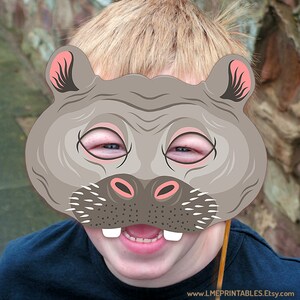 Hippo Printable Mask Hippopotamus Halloween Costume Pool Party | Etsy