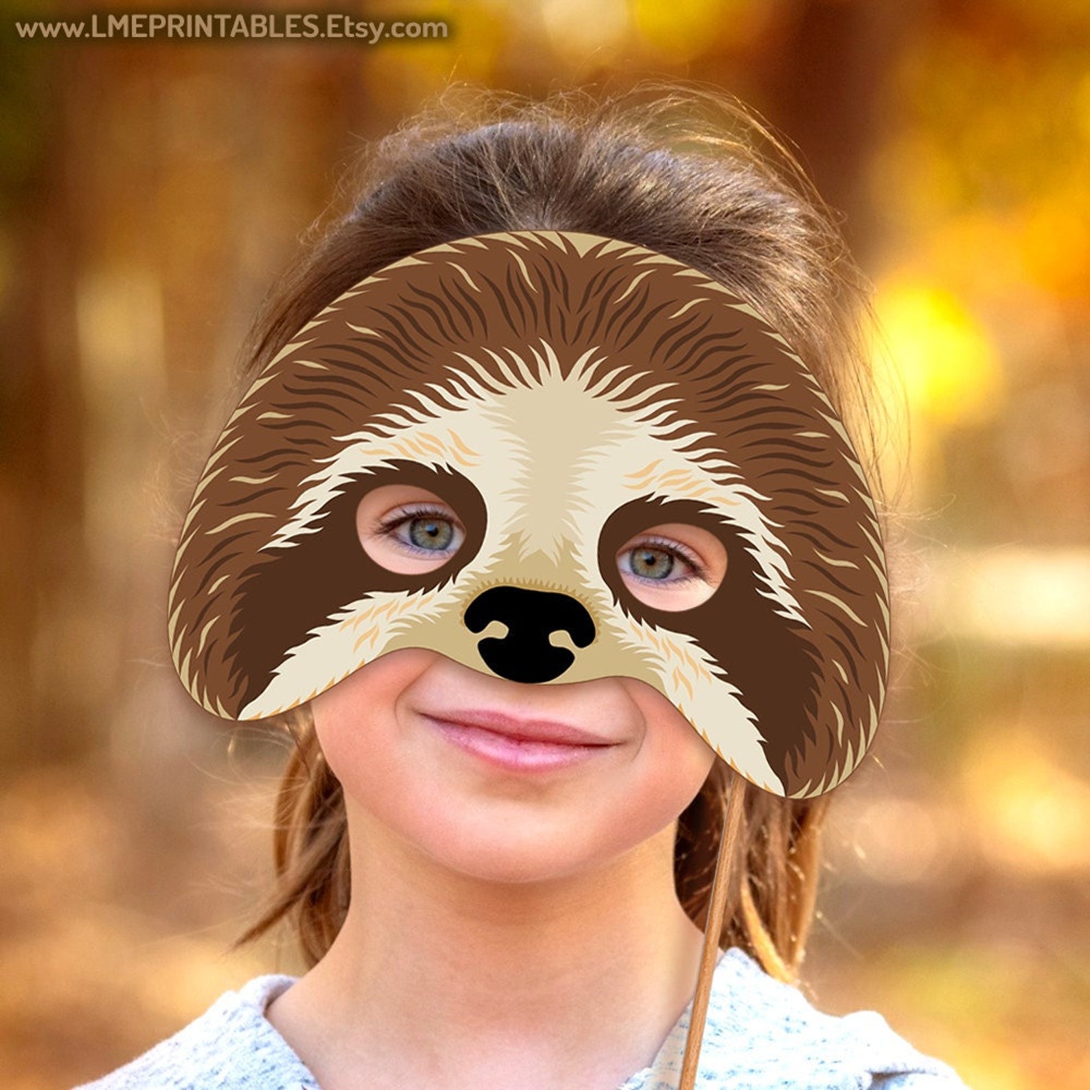 Sloth Mask Printable Halloween Costume Animal Masks Party Booth Prop ...