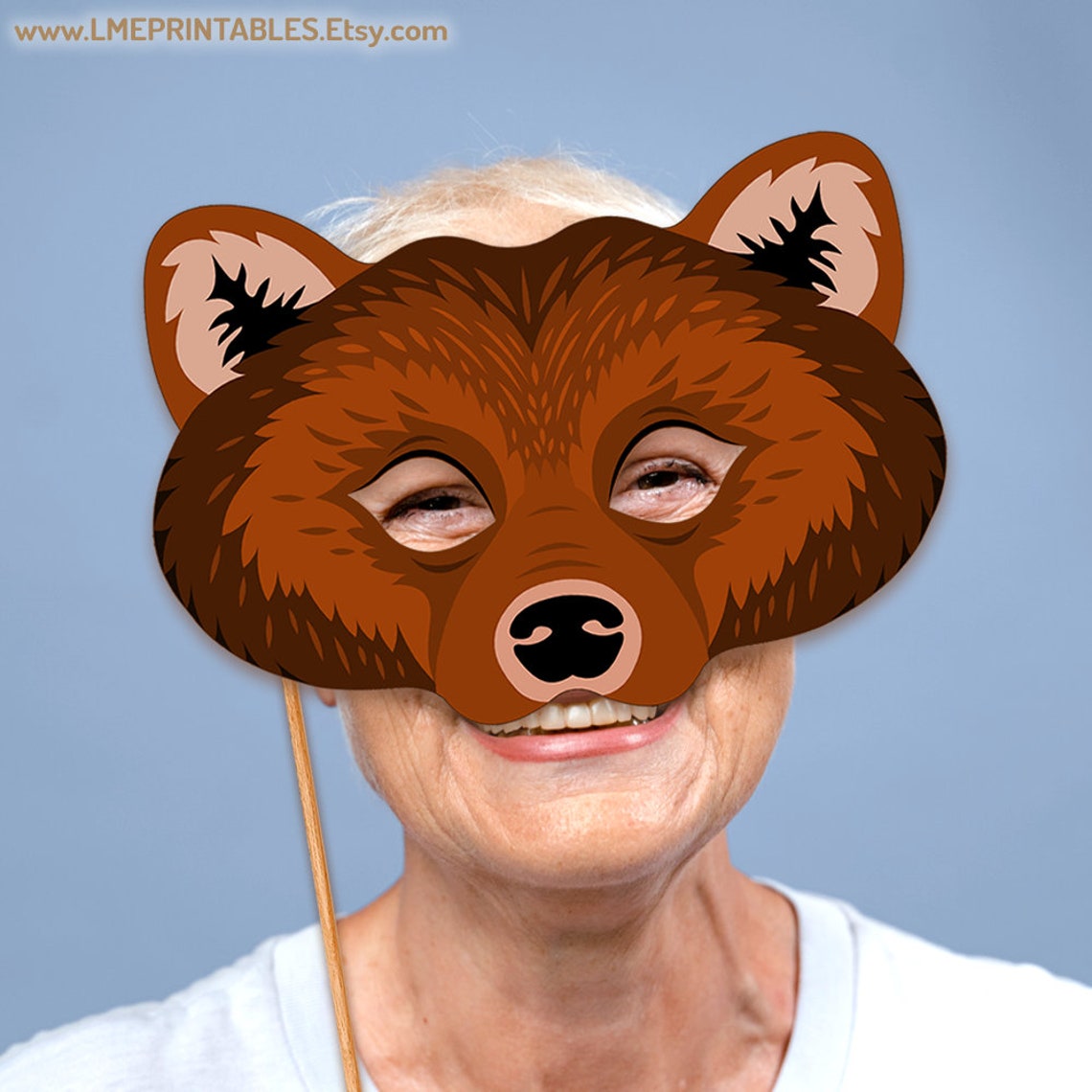 Bear Mask Printable Grizzly Bears Brown Halloween Costume - Etsy