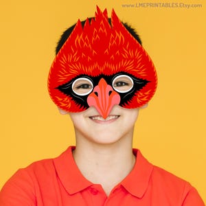 Cardinal Red Mask Printable Animal Bird Carnival Halloween Costume ...