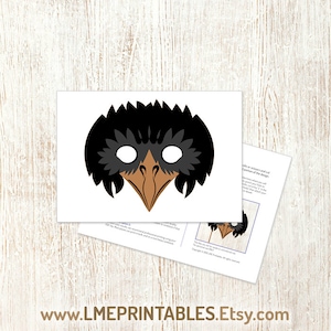 Crow Raven Mask Printable Halloween Costume Blackbird Animal Rook Paper ...