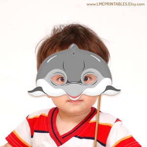 Dolphin Printable Mask Halloween Costume Pool Party Beach Sea Ocean Animals Acuatic Whale DIY Animal Masks Photo Booth Children Adult Kids image 8