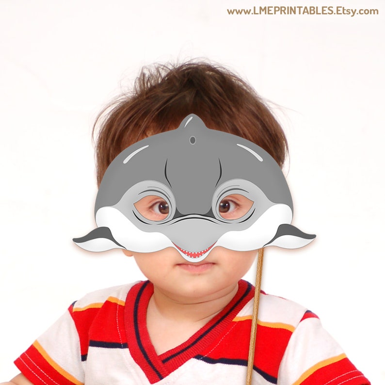 Dolphin Printable Mask Halloween Costume Pool Party Beach Sea Ocean Animals Acuatic Whale DIY Animal Masks Photo Booth Children Adult Kids image 8