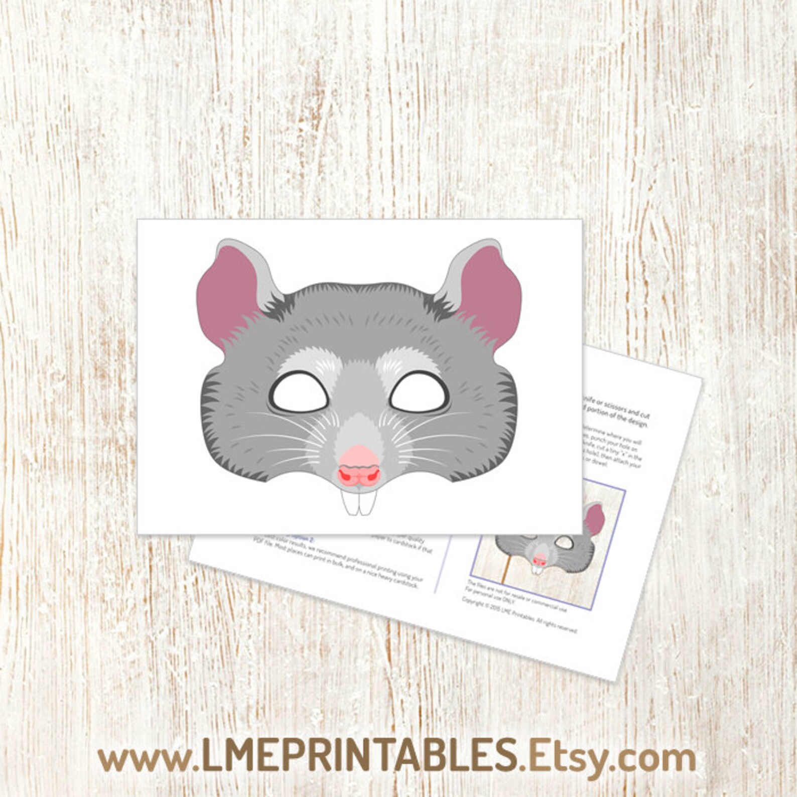 Rat Mask Printable Halloween Costume Animal Mouse Masks Sewer - Etsy