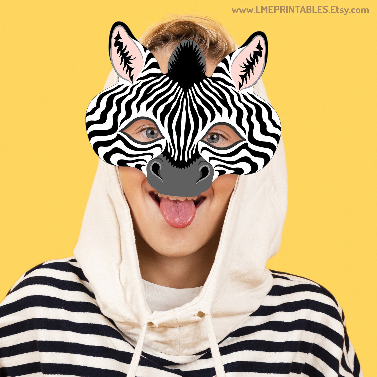 Zebra Mask Printable Animal Halloween Costume Party Favor Safari Jungle ...
