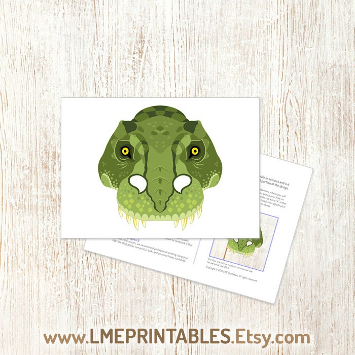 T-rex Mask Printable Dinosaur Costume Prehistoric Animal - Etsy