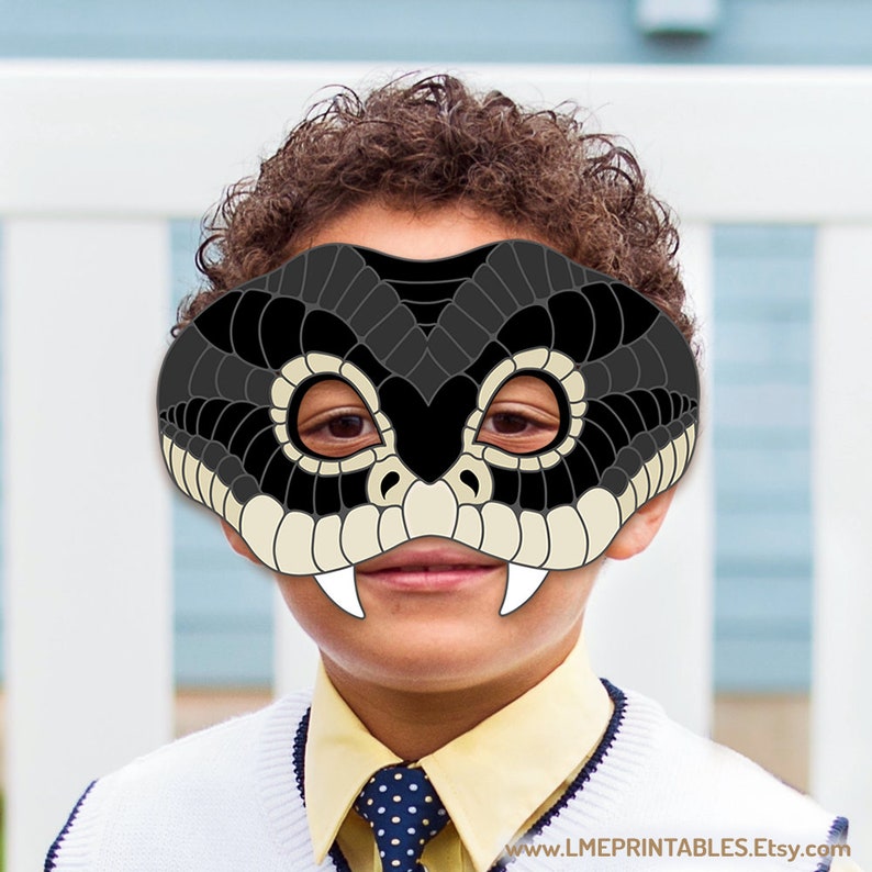 Black Mamba Snake Printable Mask DIY Costume Reptile Lizard Halloween Animal Funny Mask Photo Booth Birthday Party Game Kid Adult Masquerade image 9