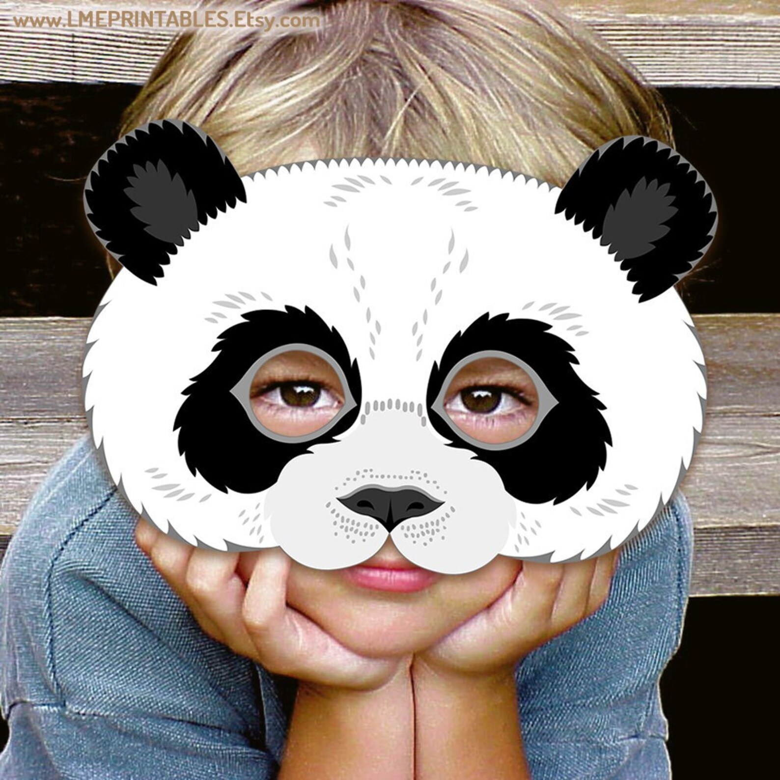 Panda Bear Printable Mask Halloween Costume Party Bears Woodland DIY Asian Animal Bamboo Masks ...
