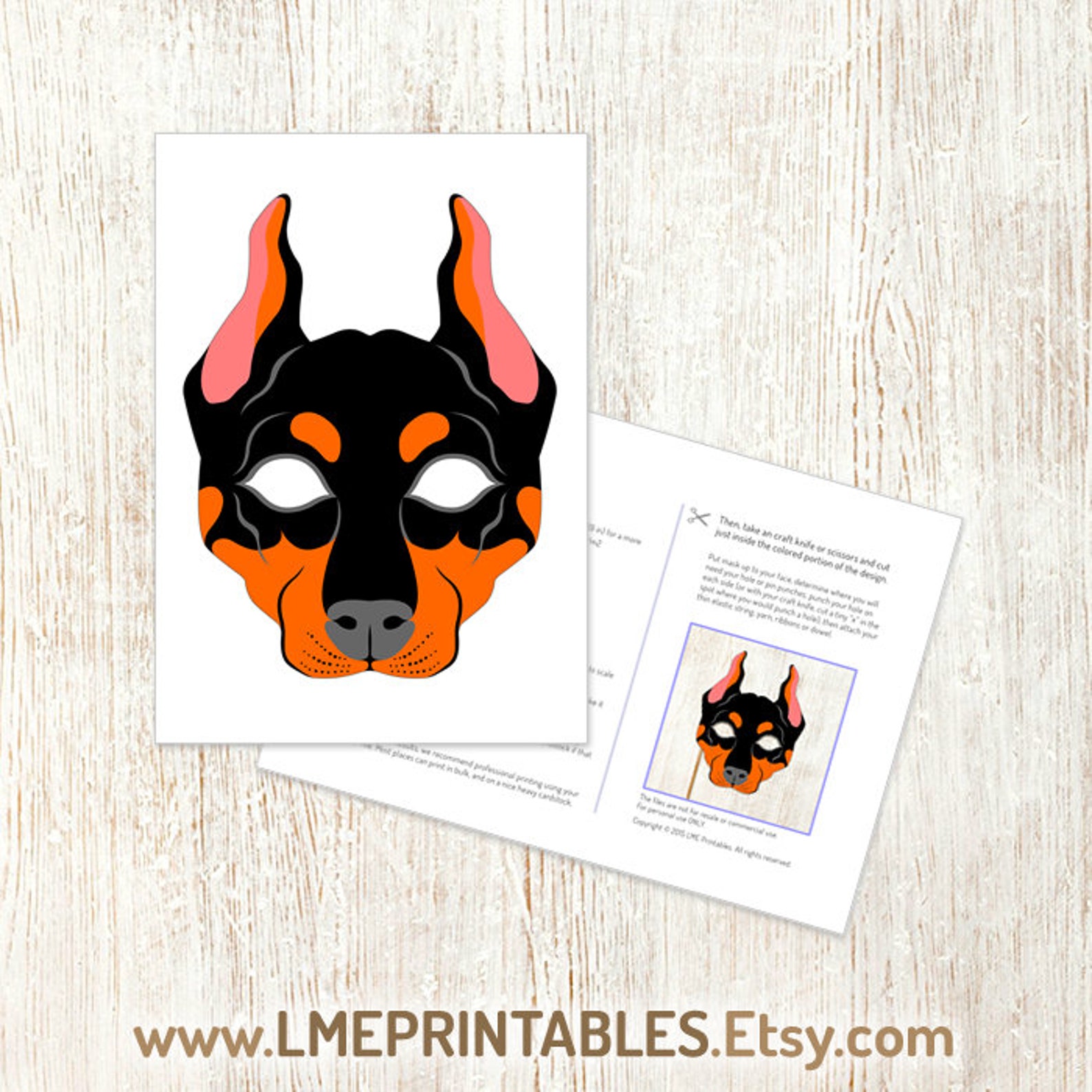 Doberman Dog Mask Printable Masks Pet Costume Pinscher Dog - Etsy