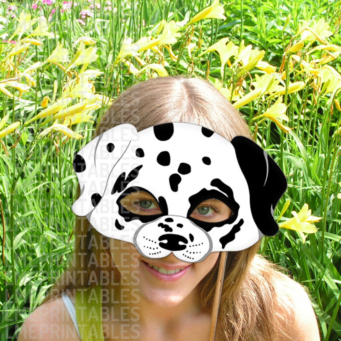 Dalmatian Dog Mask Printable Animal Childrens Halloween Masks | Etsy