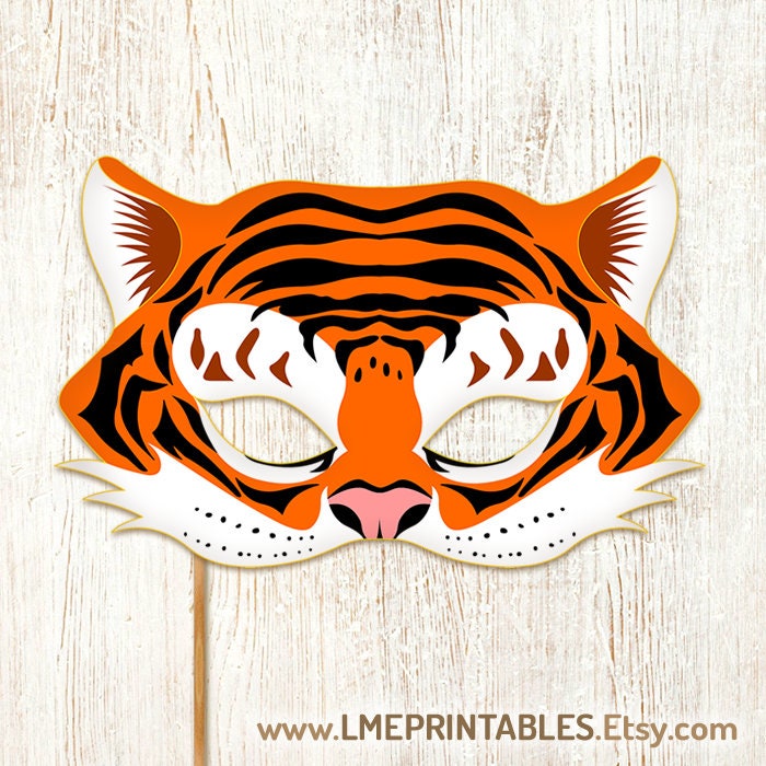 Tiger Mask Printable Animal Masks Childrens Party PDF Costume Etsy