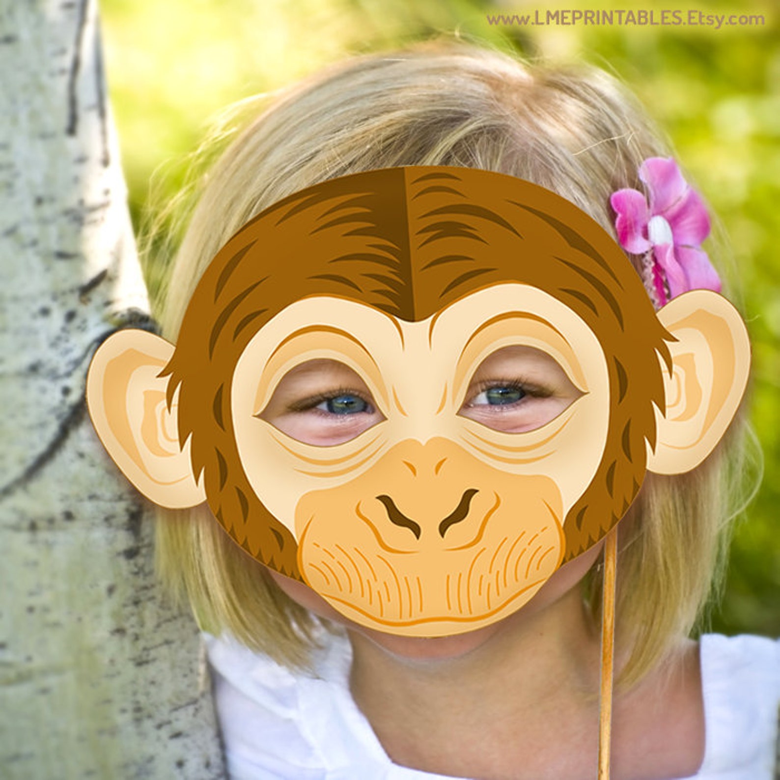 Monkey Mask Printable Animal Chimpanzee Masks Childrens Party | Etsy