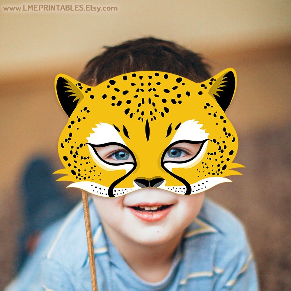 Cheetah Mask Printable Halloween Costume Jaguar Leopard Animal Masks Childrens Adults Party PDF