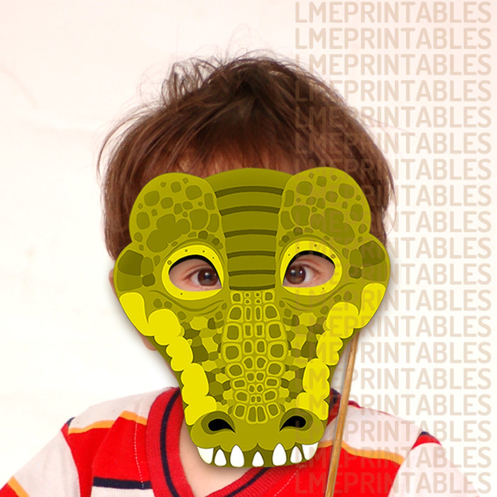 Crocodile Printable Mask Reptile Green DIY Animal Masks Booth | Etsy