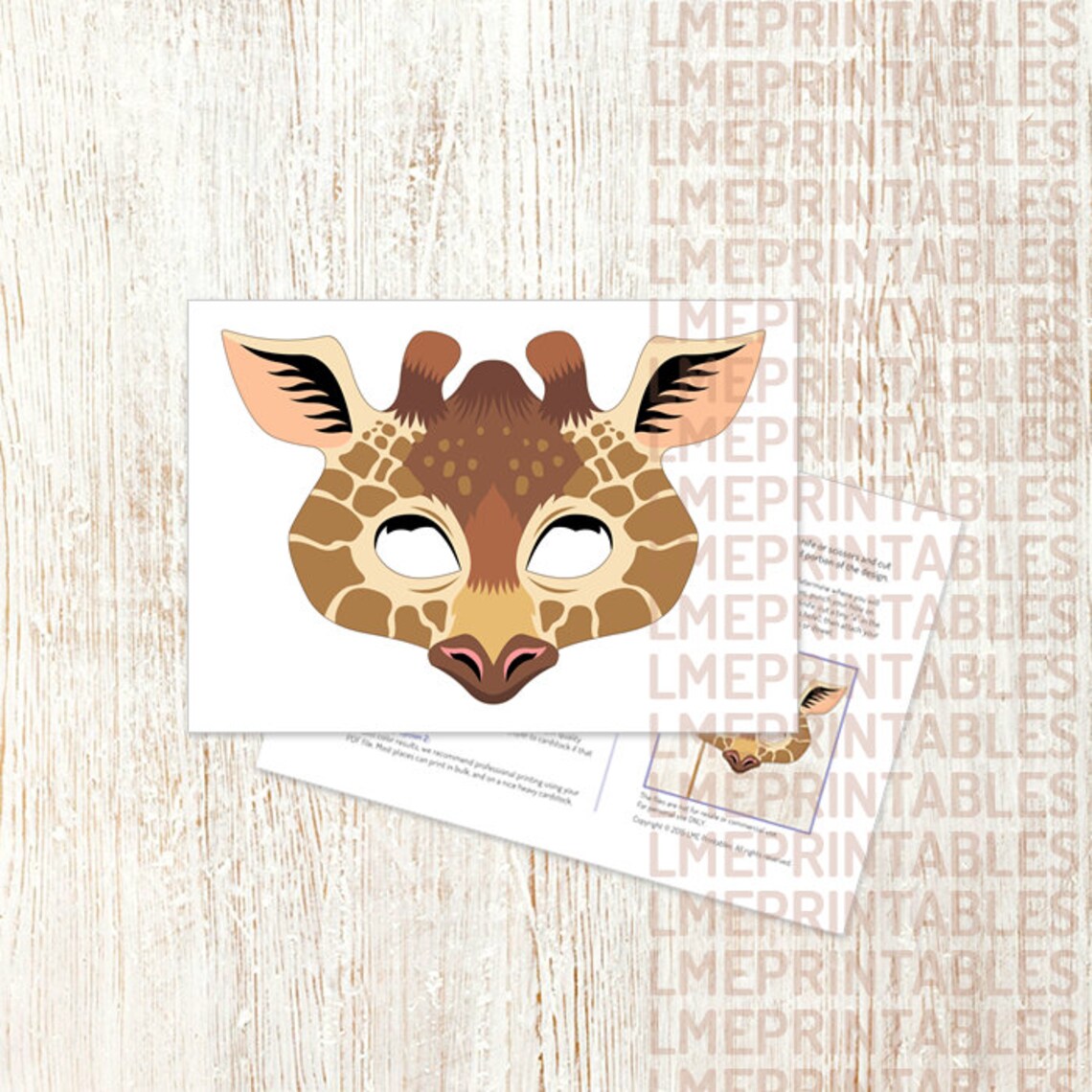 Giraffe Printable Mask DIY Safari Jungle Animals Masks Etsy