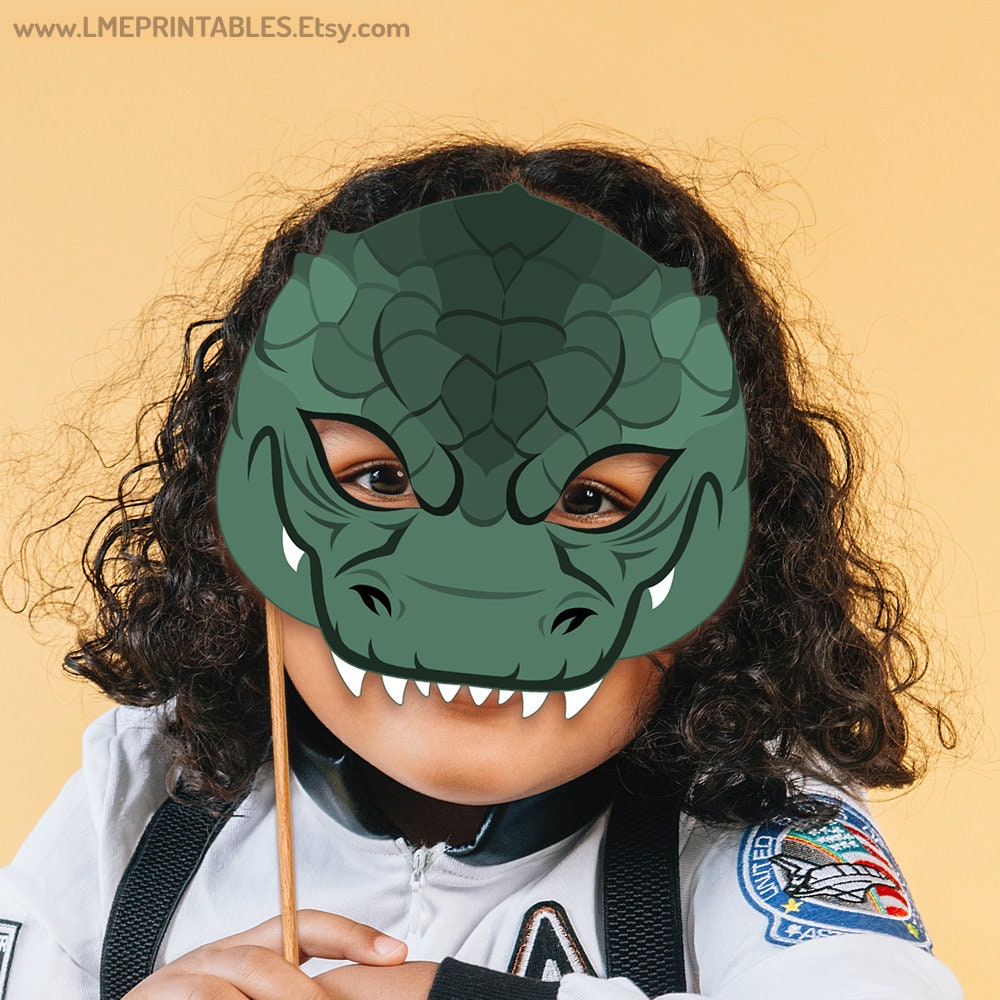 Monster Mask Printable Godzilla Halloween Dinosaur T-rex Costume