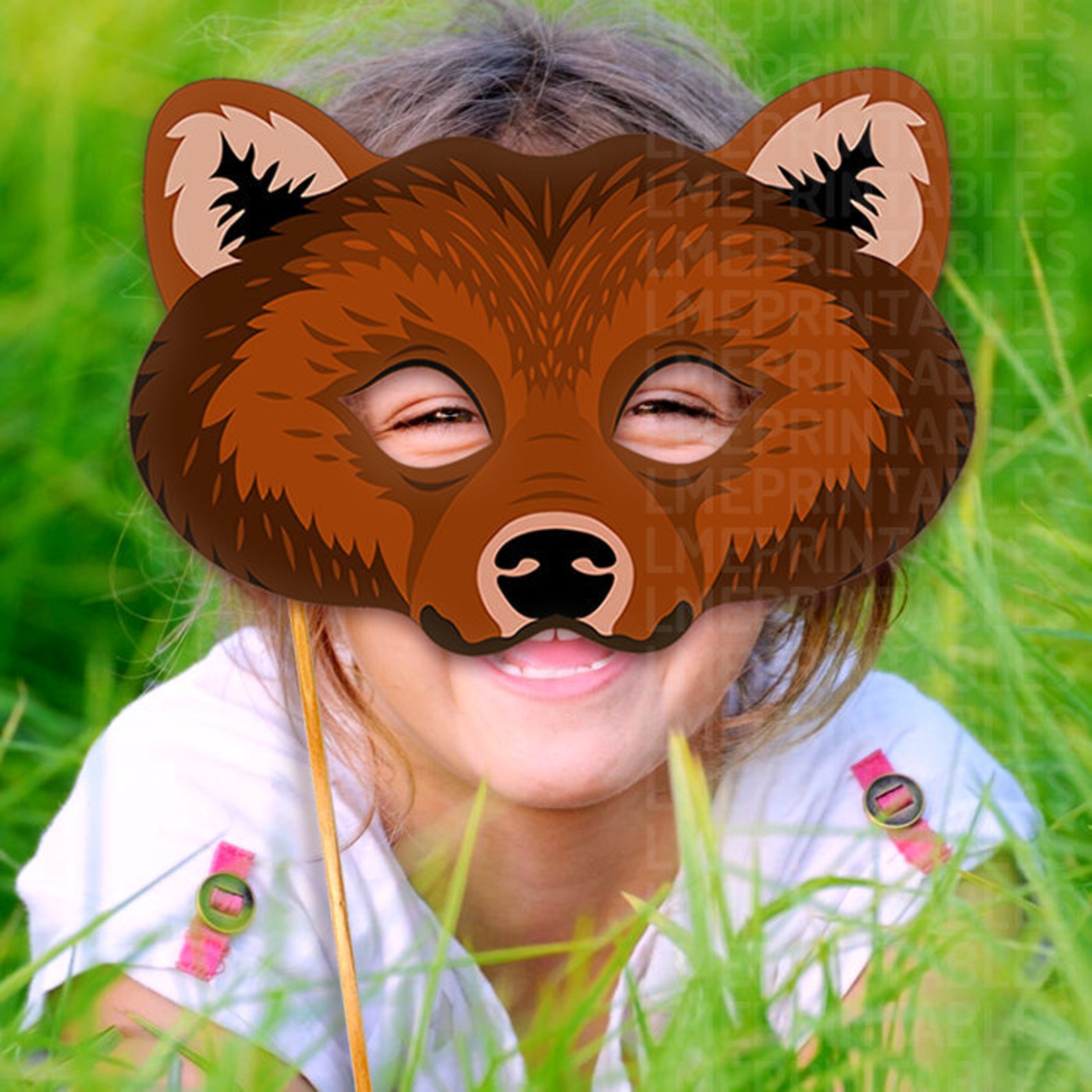 Bear Printable Mask Grizzly Bears Brown DIY Animal Masks Booth | Etsy