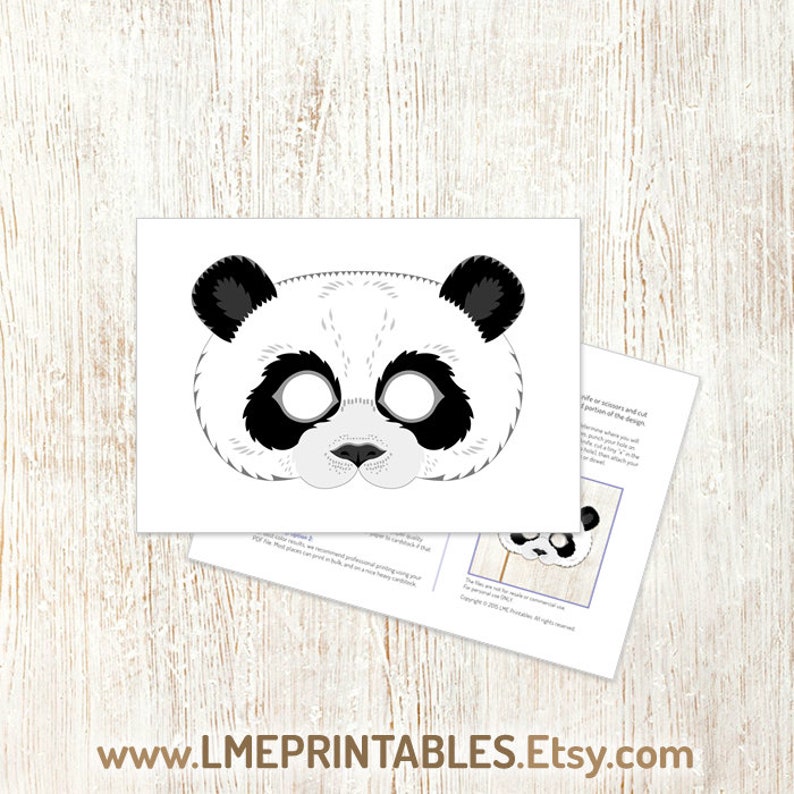 Panda Bear Printable Mask Halloween Costume Party Bears Woodland DIY Asian Animal Bamboo Masks ...