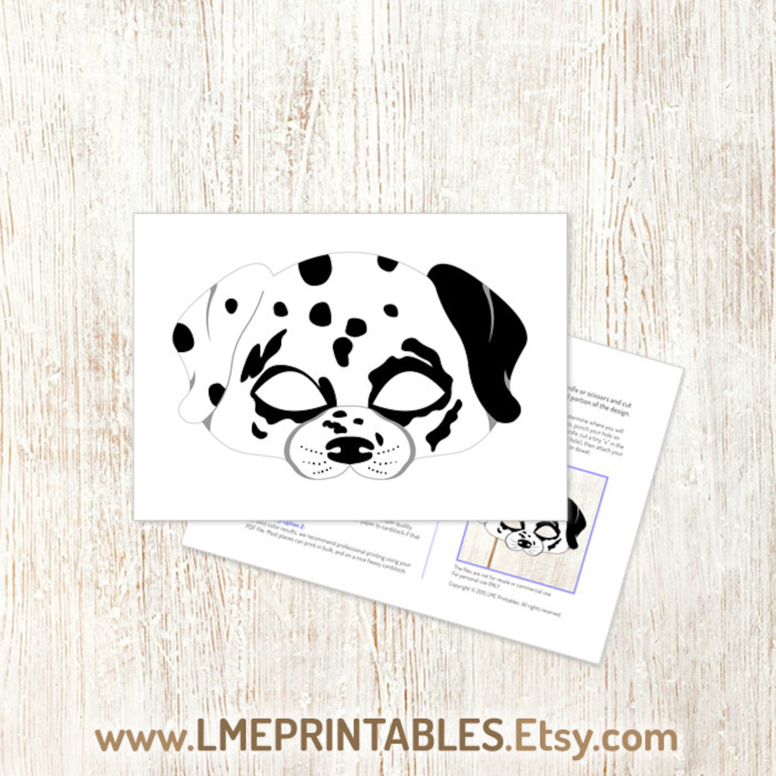 Dalmatian Dog Mask Printable Animal Childrens Halloween Masks Spotted ...