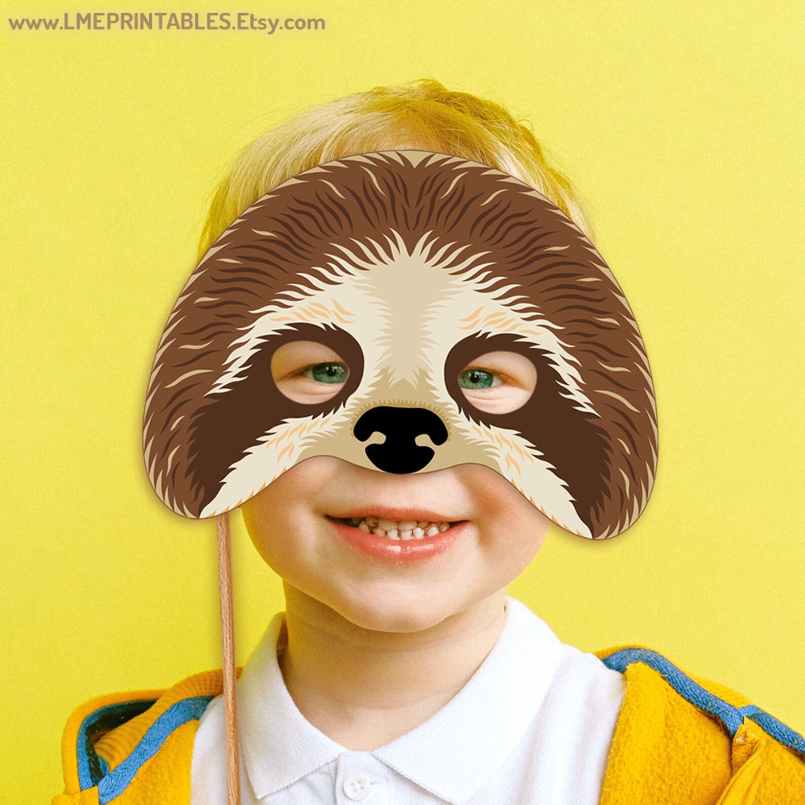 Sloth Mask Printable Halloween Costume Animal Masks Party Booth Prop ...