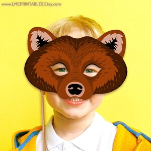 Bear Mask Printable Grizzly Bears Brown Halloween Costume Paper Masks ...