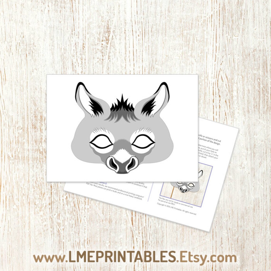 Donkey Printable Mask Template Animal Farm Costume Wild Ass | Etsy