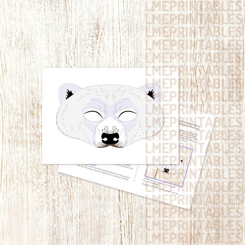 Polar Bear Printable Mask White Bears DIY Animal Masks Booth | Etsy