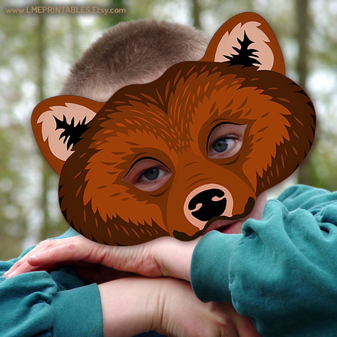Bear Printable Mask Grizzly Bears Brown Storytelling Masks DIY | Etsy