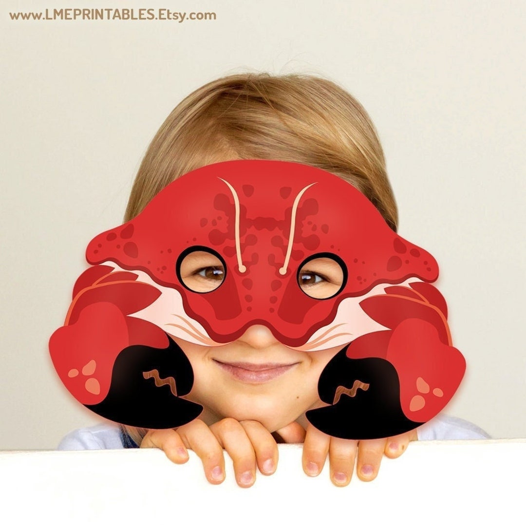 Crab Printable Mask Halloween Costume Animal Paper Masks -