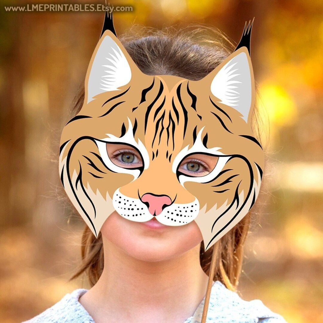 Lynx Mask Printable Animal Masks Halloween Childrens PDF Etsy