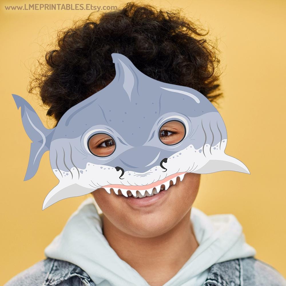 サメのプリントマスク ハロウィンコスチューム 子供 大人 魚 プール