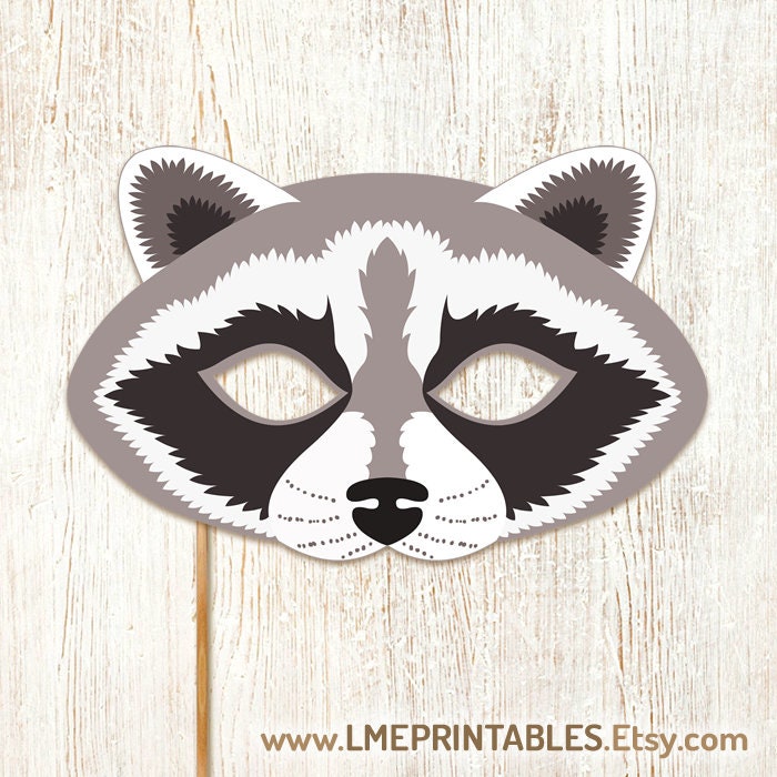 Raccoon Mask Printable Halloween Costume Animal Paper Woodland - Etsy