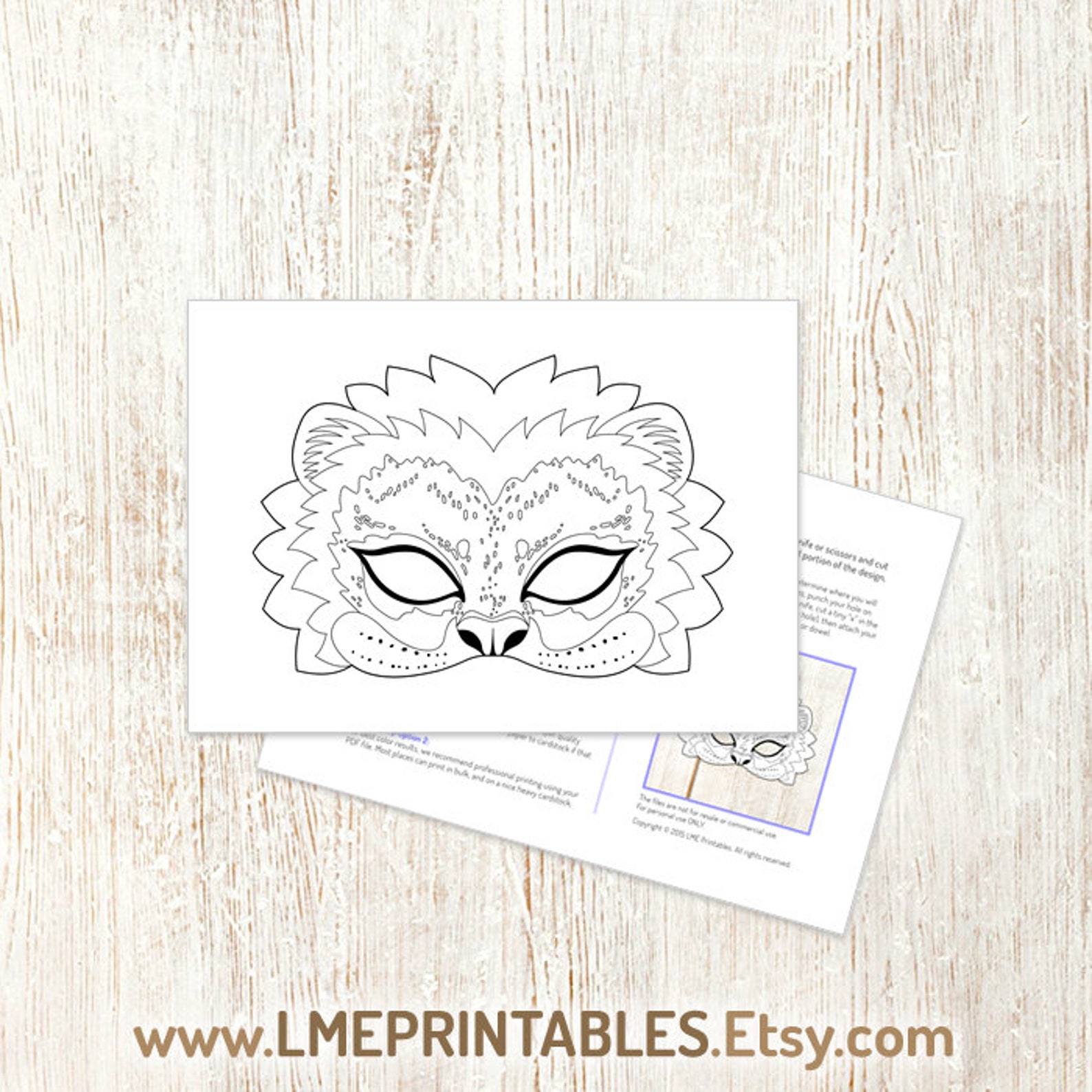 Lion Coloring Mask Printable Halloween Costume DIY Animal Masks