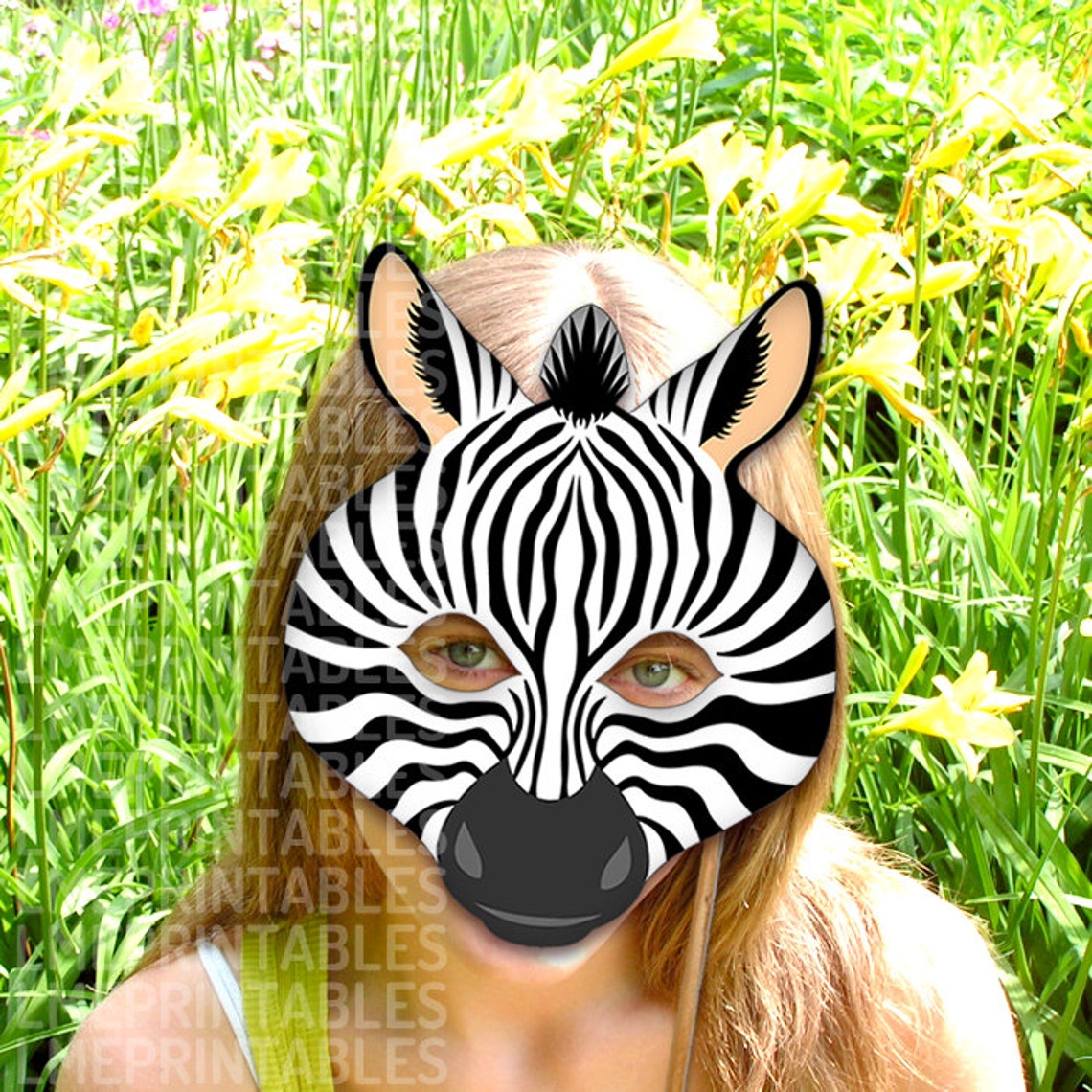 Zebra Printable Mask DIY Safari Jungle Black Animals Masks Etsy