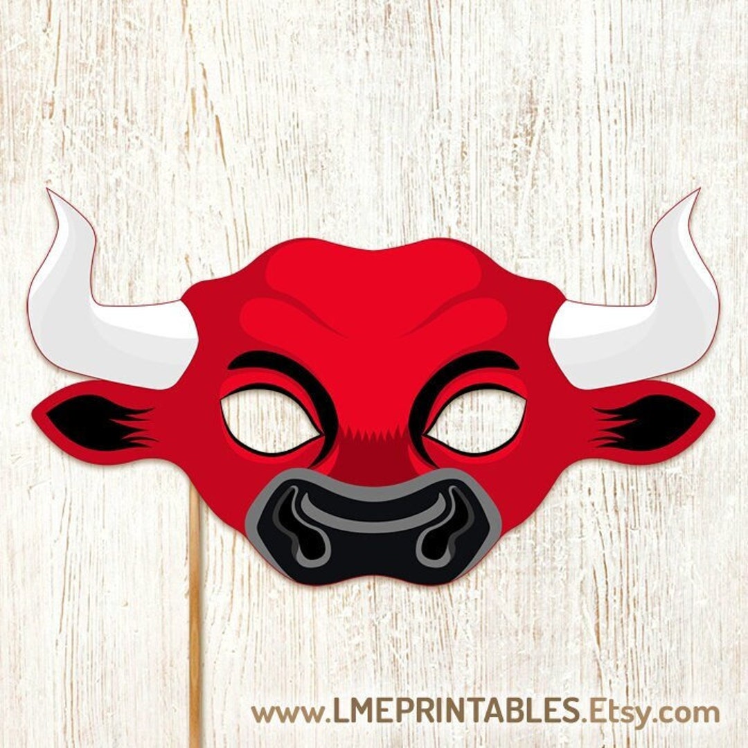 Red Bull Mask Printable Ox Buffalo Paper Costume Halloween Etsy