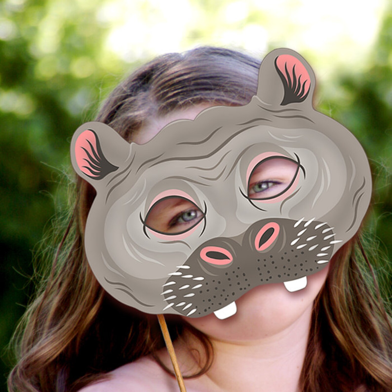 Hippo Printable Mask Hippopotamus Pool Party African Animals | Etsy