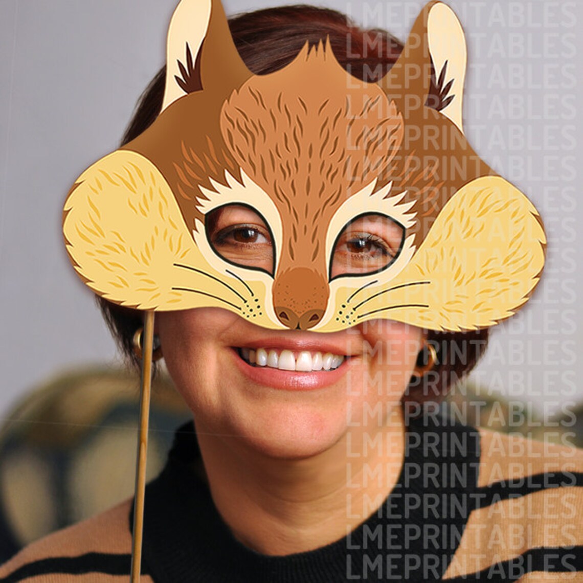 Squirrel Printable Mask Chipmunk Rodent DIY Animal Masks Booth Etsy