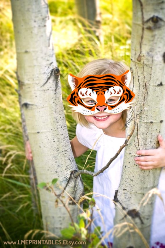 Maschera di tigre stampabile Costume di Halloween Maschere di animali Safari nella giungla Festa Carnevale Carta artigianale Bambino Adulto Bambini Zodiaco Selvaggio Compleanno Leopardo Etsy Italia